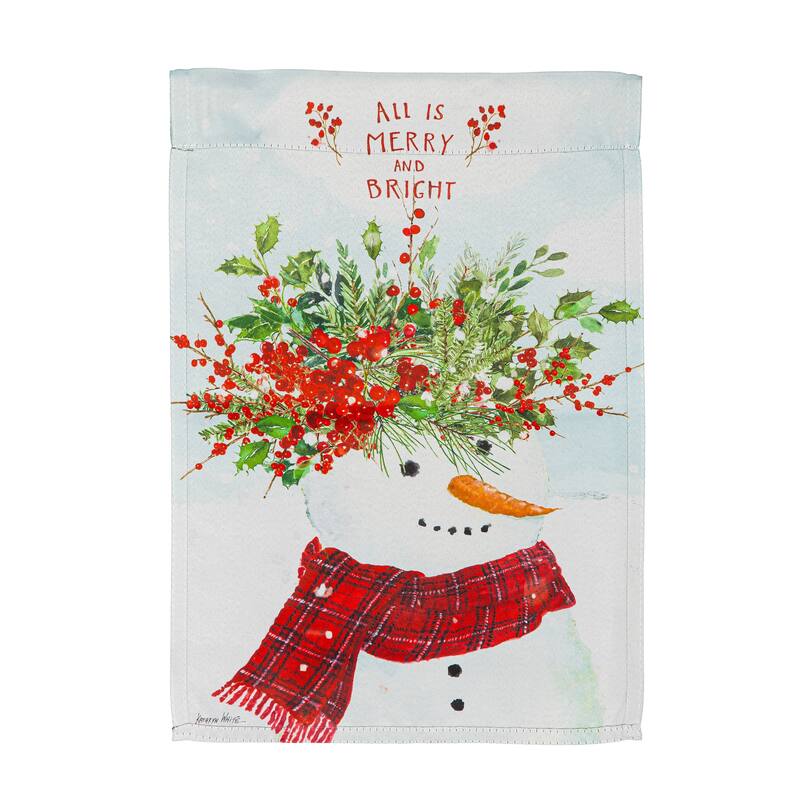 12.5 in. x 18 in. All is Merry and Bright Suede Garden Flag - Multicolor