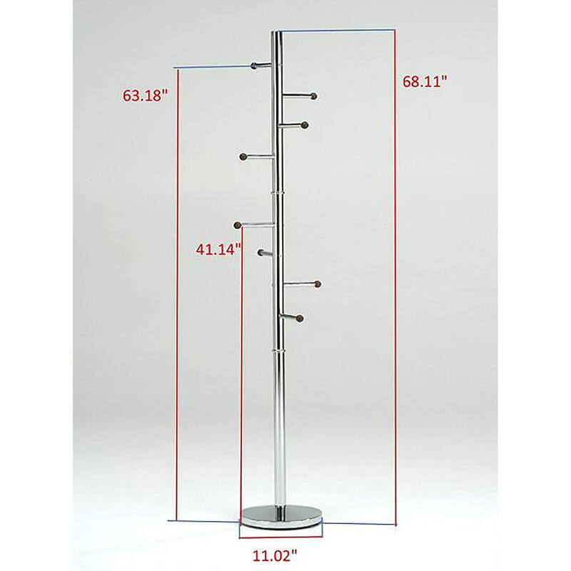 Contemporary Metal Chrome 8-Hook Coat Stand