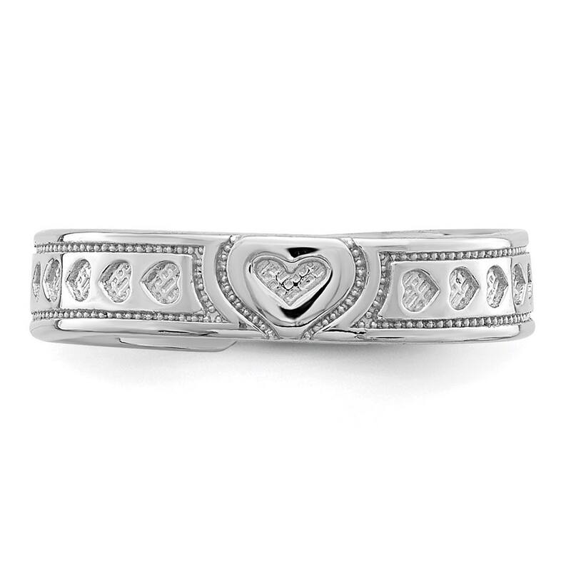Curata 14 karat Yellow White Gold Hearts Antiqued Adjustable Toe Ring (3mm)