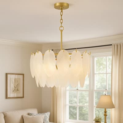 Acroma 4 - Lights Elegant Leaf-Inspired Glass Chandelier