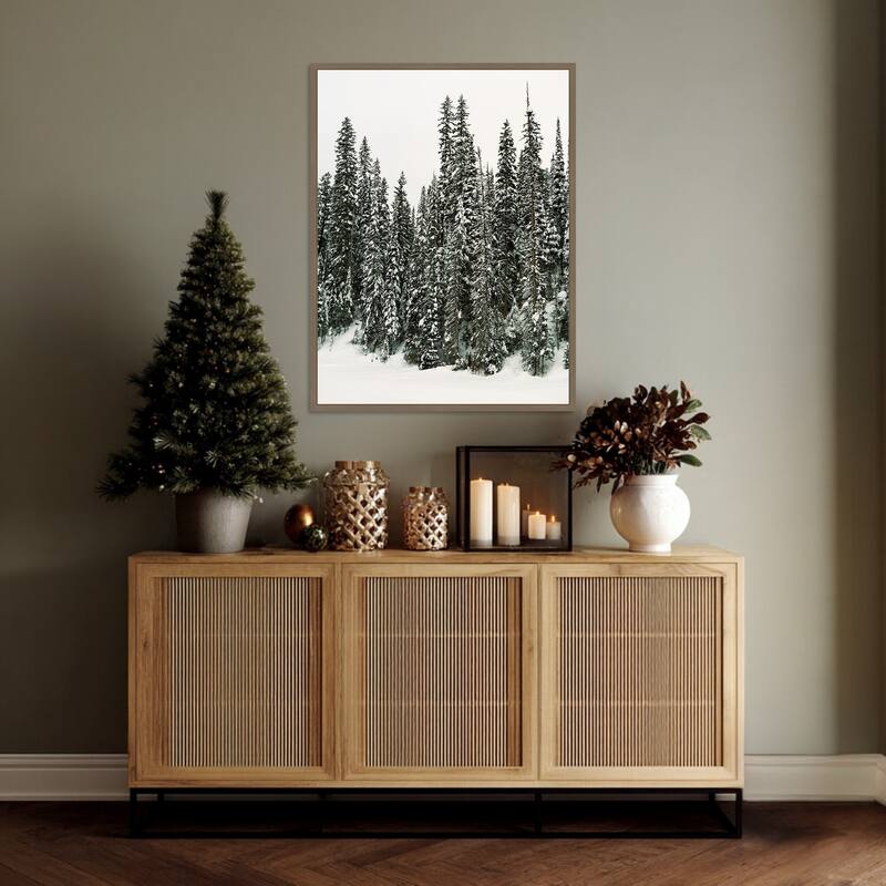 Winter Trees I by Justine Milton (23 x 30 in.), Framed Canvas Wall Art Print - Sylvie Dark Gold