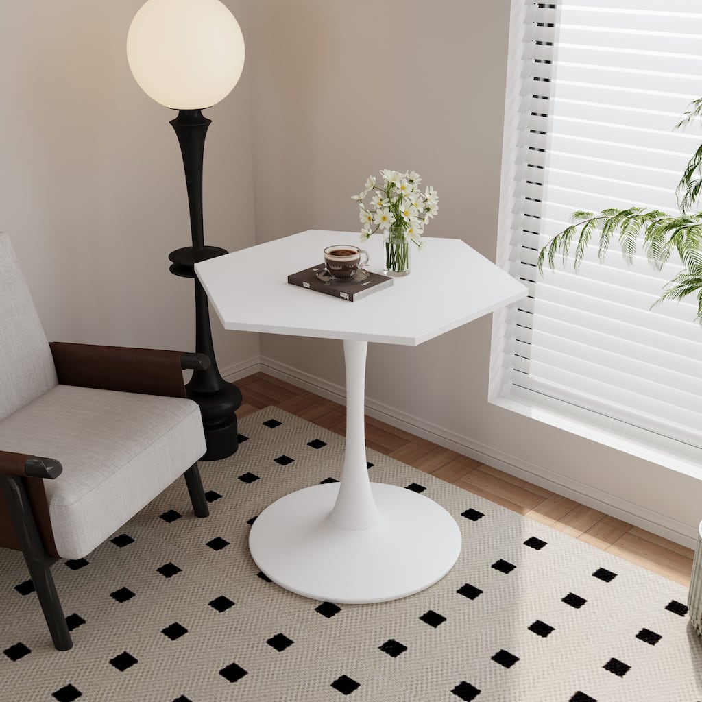 31.50" Modern Hexagonal Coffee Table with MDF Table Top & Metal Base