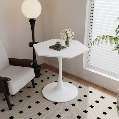 31.50"Modern Hexagonal Coffee Table with MDF Table Top,Metal Base