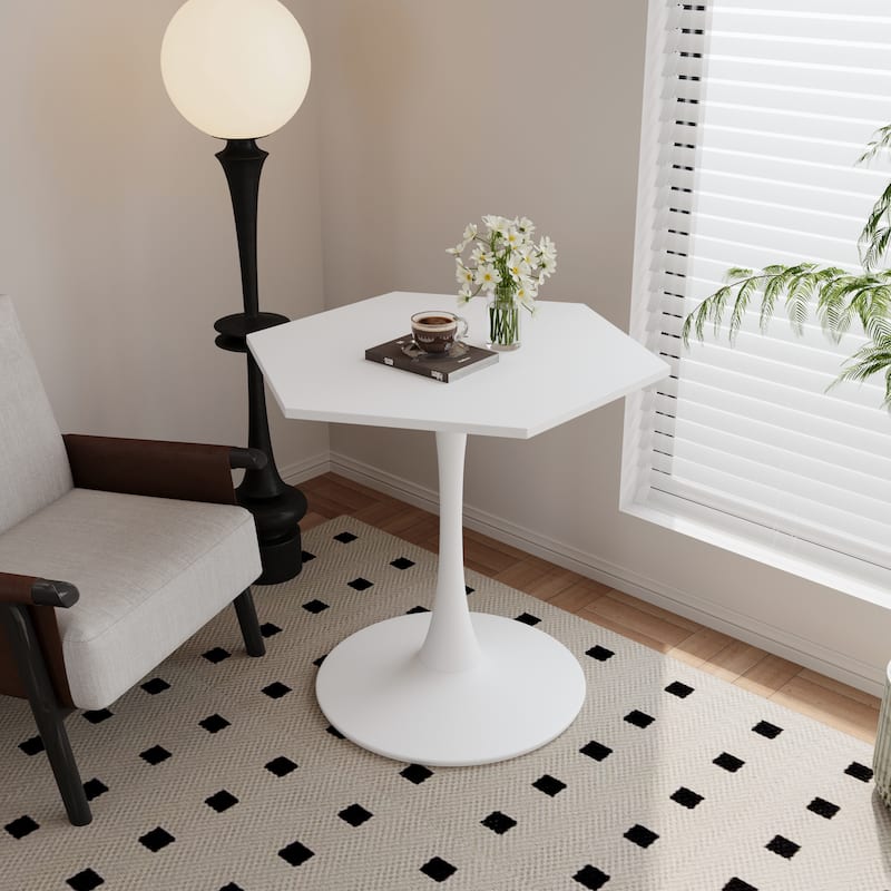 31.50"Modern Octagonal Dining Coffee Table for Kitchen Living Room - White-1