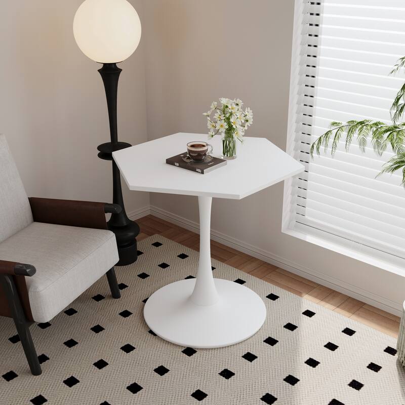 Industrial-Chic Table(Dining/Coffee/Console Multi-Use) - White-31.50"L x 31.50"W x 29.13"H