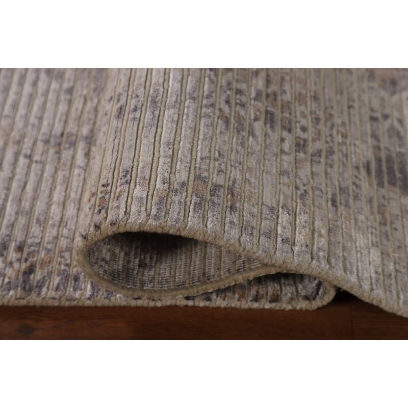 Beige Modern Area Rug Hand-Knotted Abstract Wool Carpet - 6'6"x 9'9"