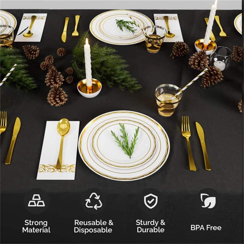 800 Pieces Silver Disposable Dinnerware Set