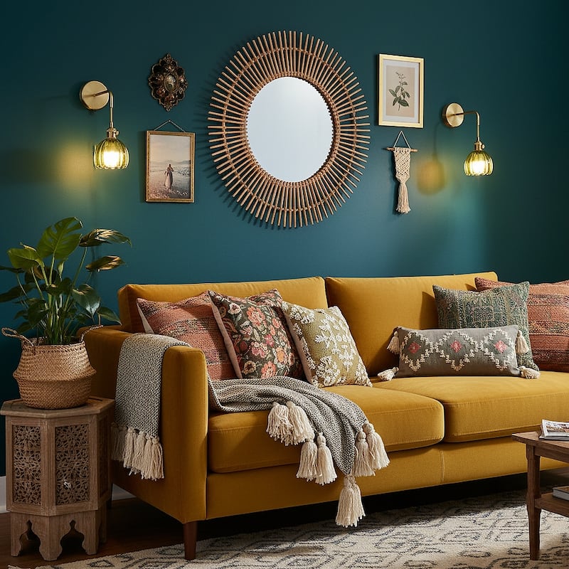 Set of 2 Battery Operated Wireless Sconce with Green Glass Lampshade