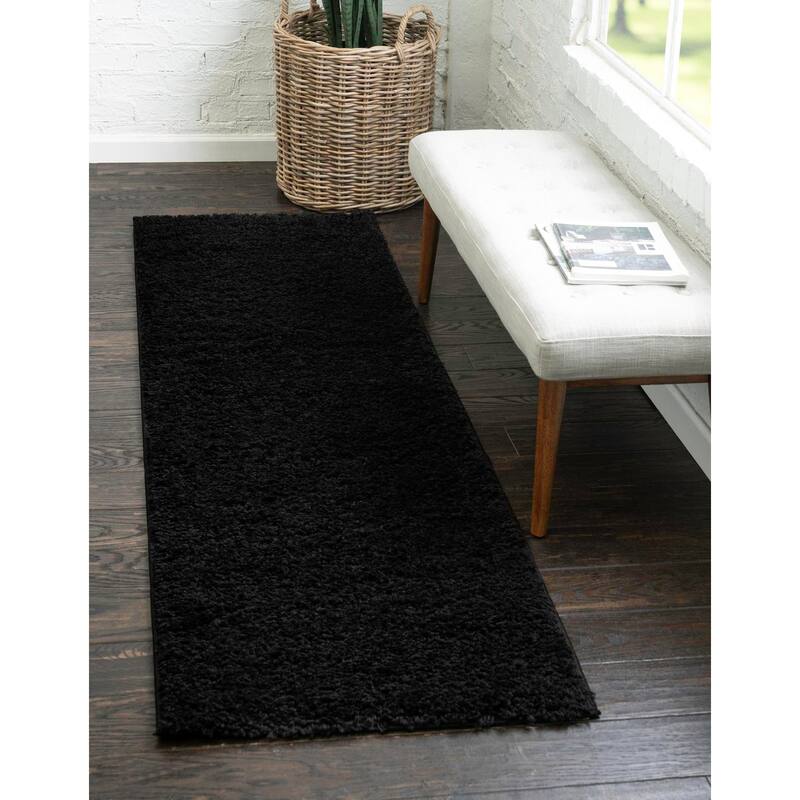 Shag Zester Collection Area Rug - Black - 2'6"x16'5"