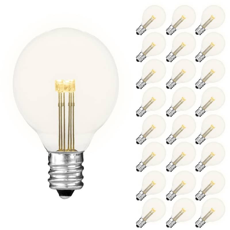 25 Pack G40 LED Outdoor String Light Patio Globe Replacement Bulbs, Warm White - Clear