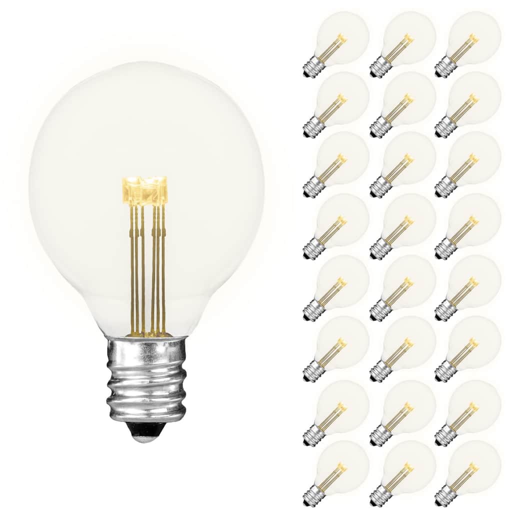 25 Pack G40 LED Outdoor String Light Patio Globe Replacement Bulbs, Warm White