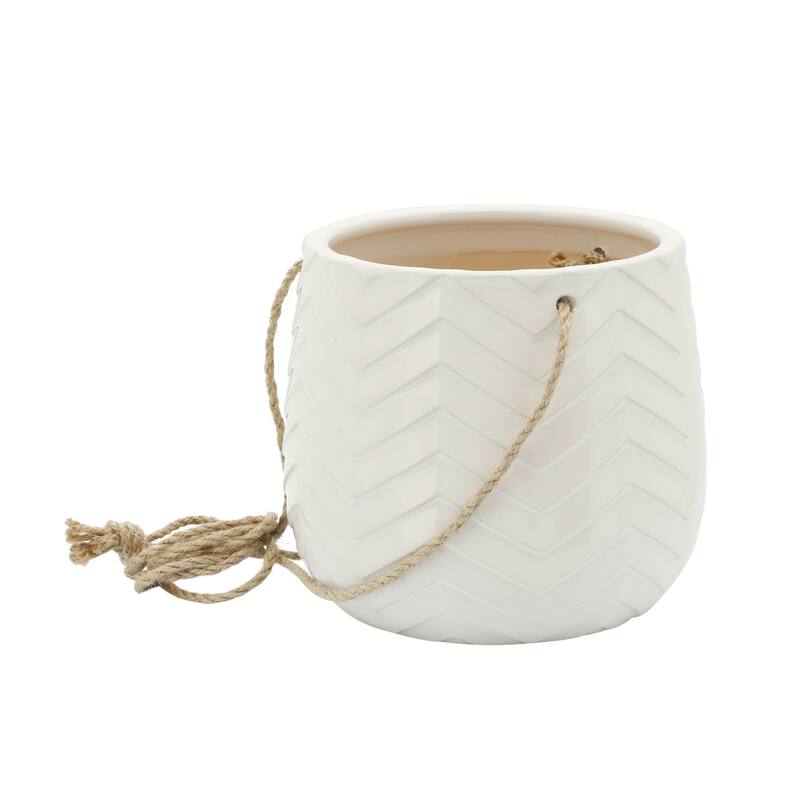 Sagebrook Home Neutral Textured Ceramic Hanging Planter