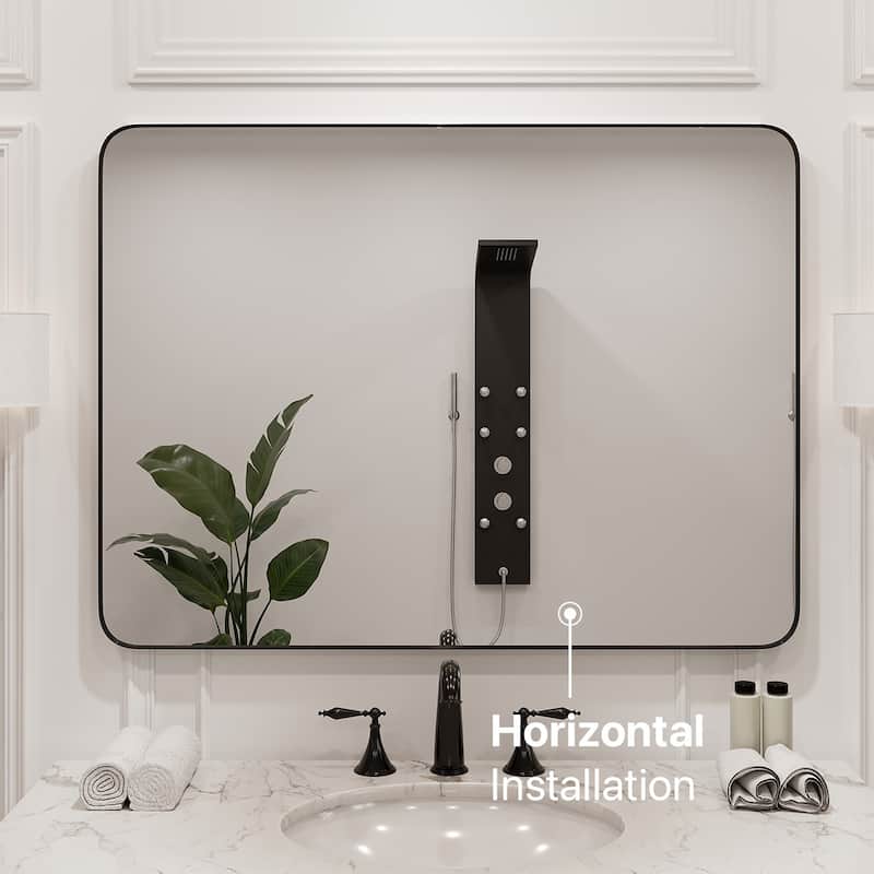 Eviva Harmony 36" x 48" Rectangular Black Metal Framed Mirror - N/A