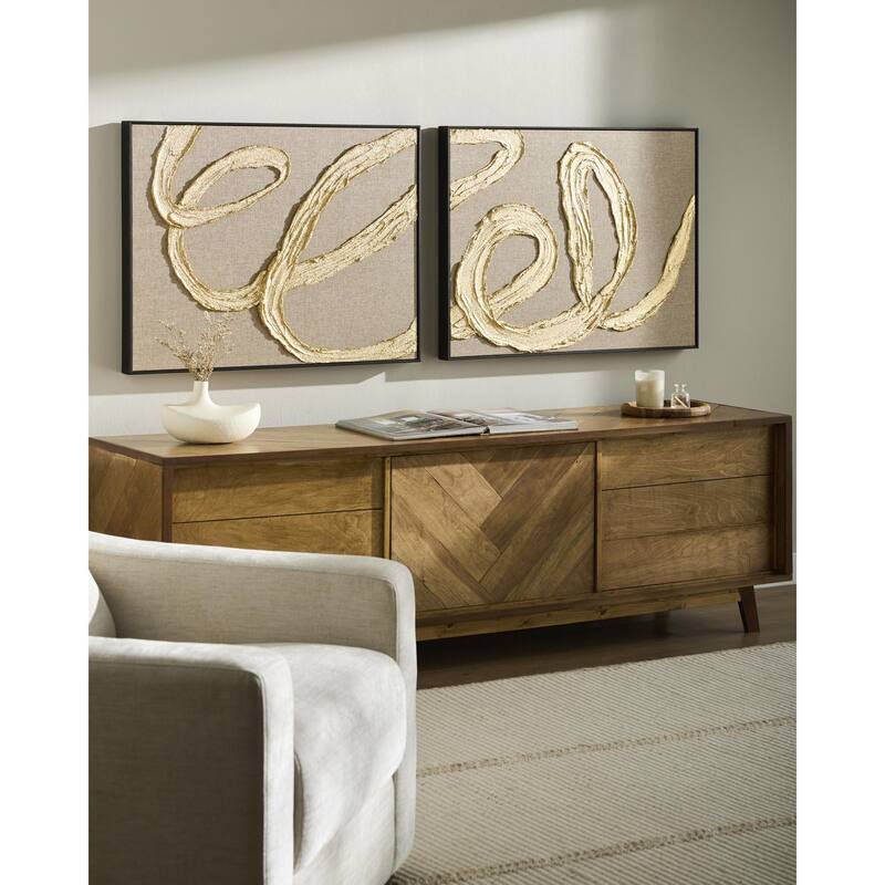 Livabliss Rubans Modern Framed Art Set of 2 - Black