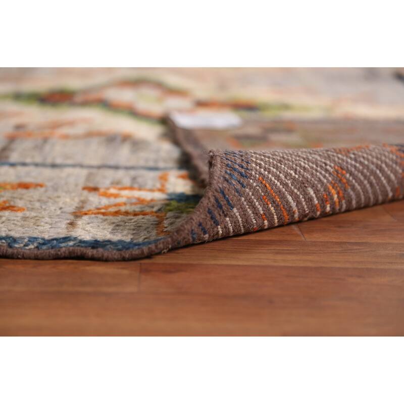 Geometric Moroccan Oriental Area Rug Hand-Knotted Oriental Wool Carpet - 9'8" x 13'4"