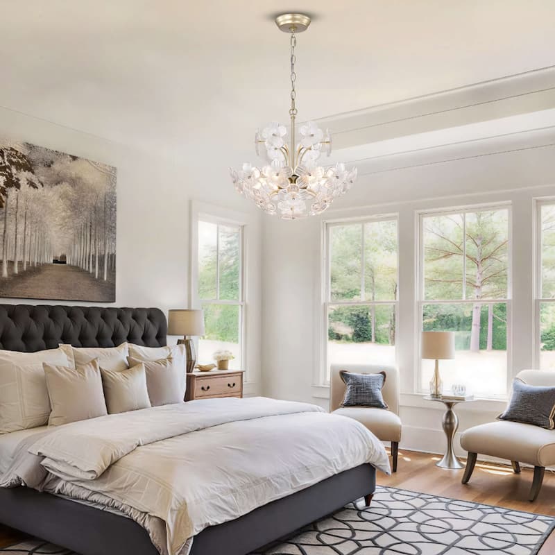 Rosa Modern 6-Light 17.7" Glam Clear Glass Flower Chandelier