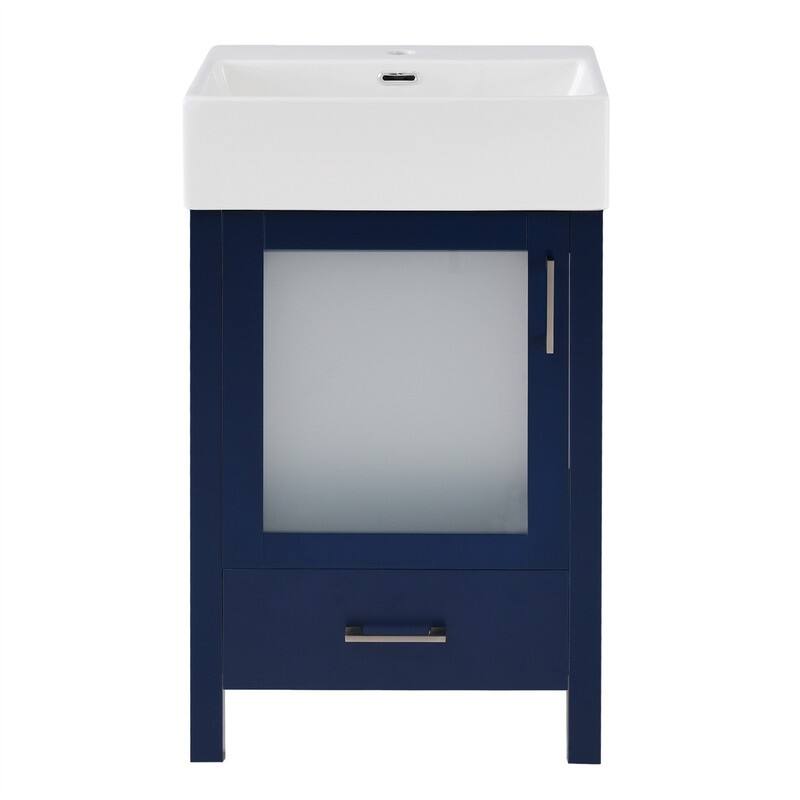20'' Bathroom Vanity with Ceramic Sink Top, Modern Bathroom Storage Cabinet with 1 Drawer and 1 Soft Close Door