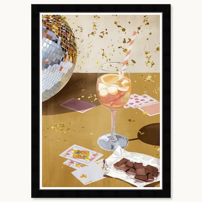 Wynwood Studio Golden Disco Celebration Framed Trendy Fashion Kitchen Art Prints