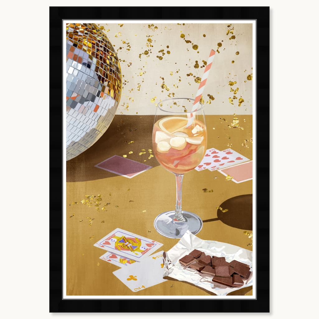 Wynwood Studio Golden Disco Celebration Framed Trendy Fashion Kitchen Art Prints
