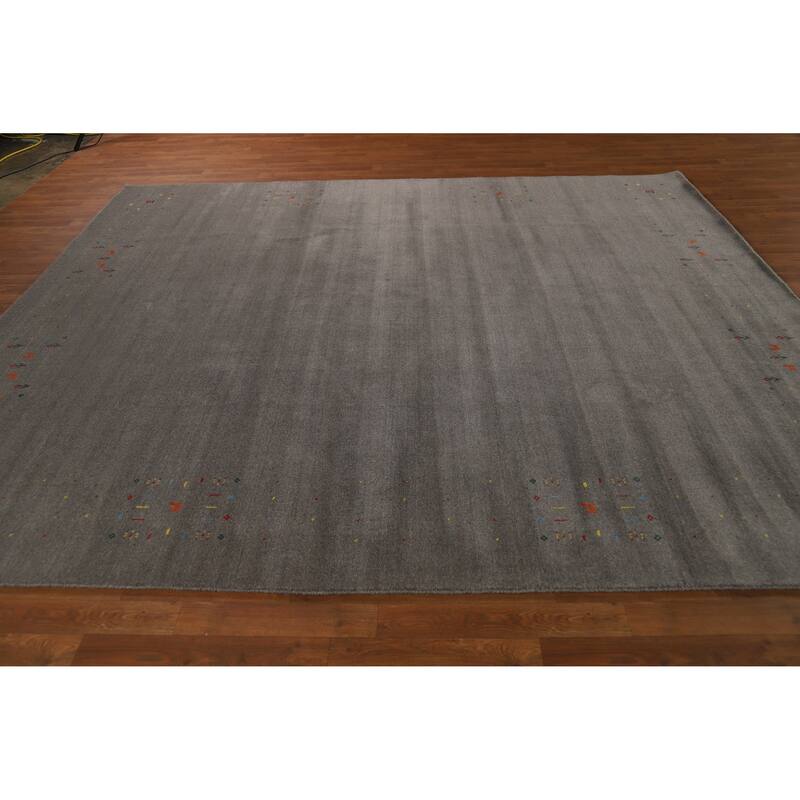 Hand Knotted Oriental 100% Wool Carpet Tribal Tribal Greys & Charcoal Gabbeh Area Rug - 10' 2'' X 8' 5''