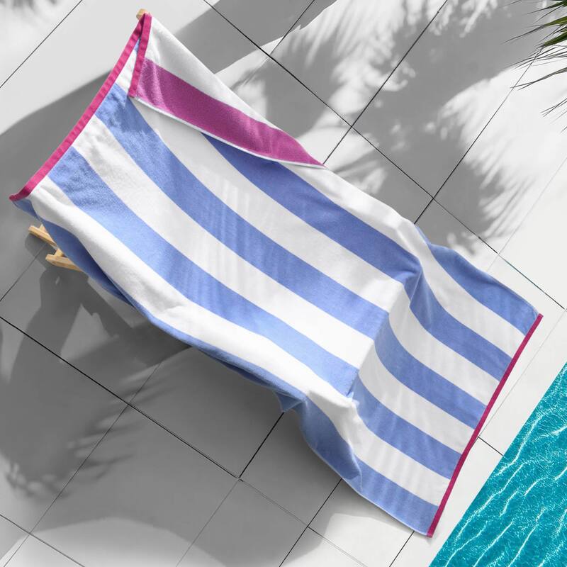Juicy Couture Beach Towels - 36x72 - Blue/White to Hot Pink/White