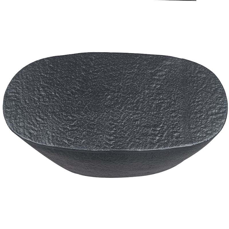 Josi 36 Inch Coffee Table, Handcrafted Hammered Design, Matte Black Sculptural Aluminum Frame