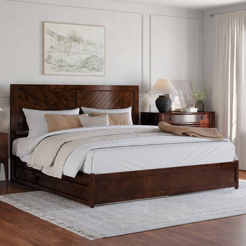 Clayton Platform Bed with Panel Footboard and Twin XL Trundle