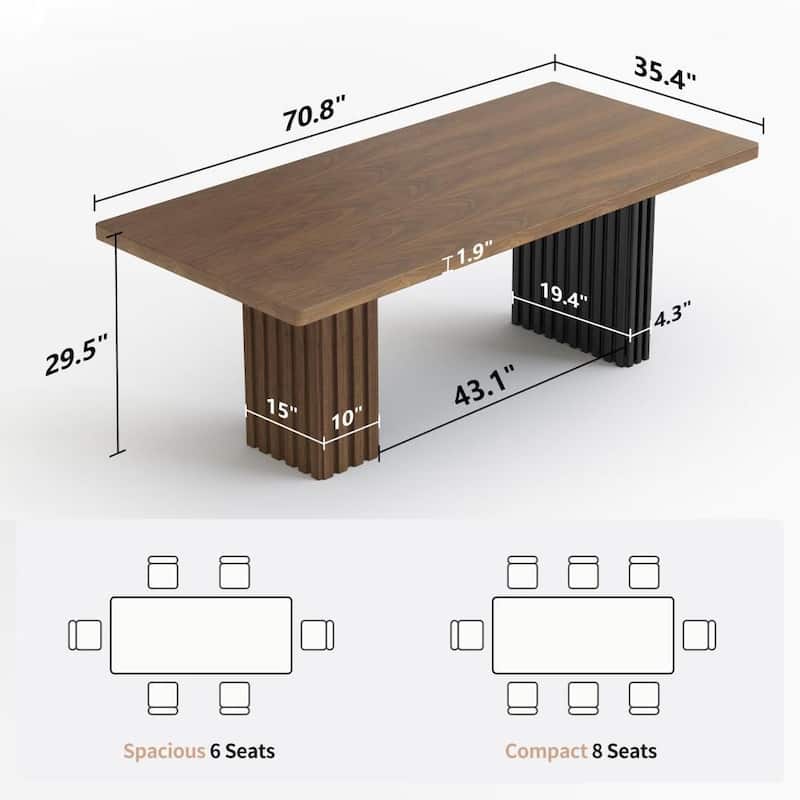 70.8" Modern Wooden Desk with Dual Base Design, Engineered Wood, Easy-Clean Surface