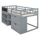 preview thumbnail 11 of 15, Twin Size Kids bed Low Loft Bed with Rolling Desk, Shelf, Drawers