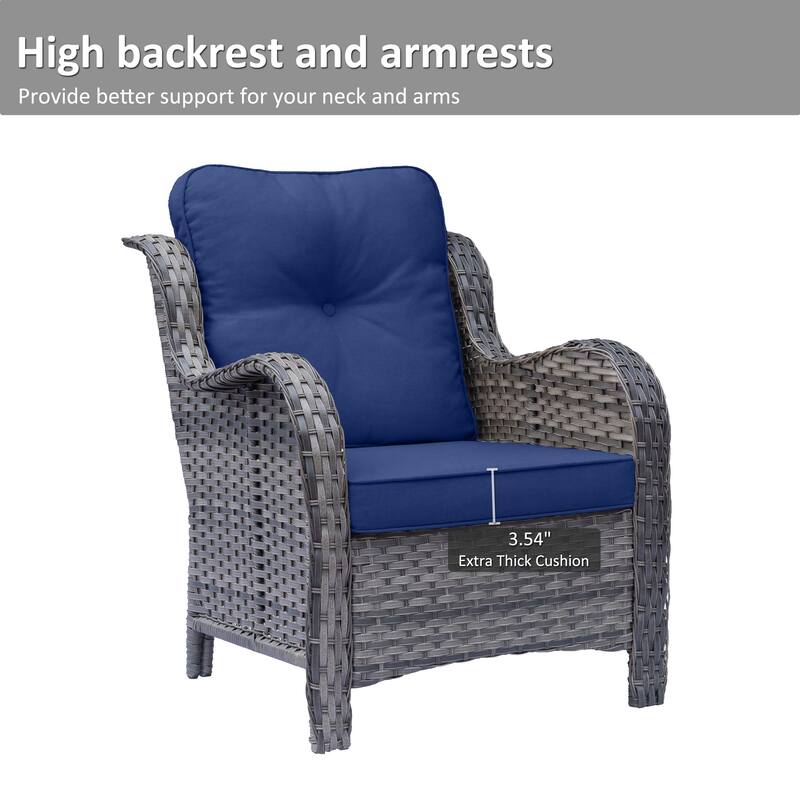 8 Piece Outdoor Wicker Patio Furniture Conversation Chair and Ottoman Set