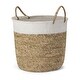 preview thumbnail 3 of 7, Shoelace and Raffia Woven Baskets (Set of 3)