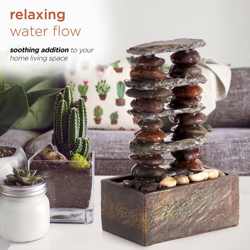 Eternity Tabletop Stacked Rocks Fountain