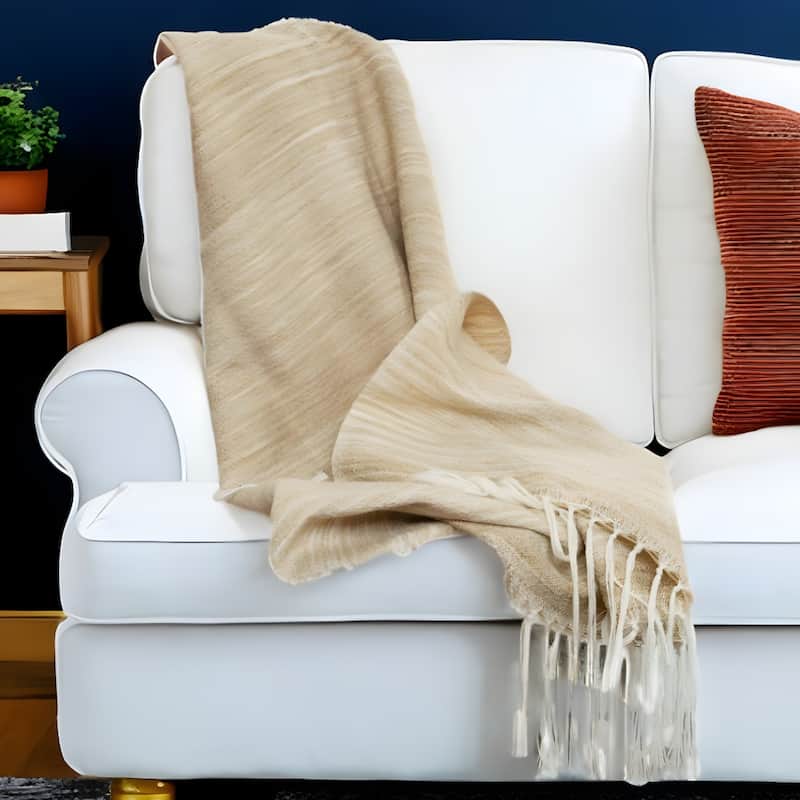 HomeRoots Beige Woven 100% Poly Pet Throw Blanket - Beige - Throw