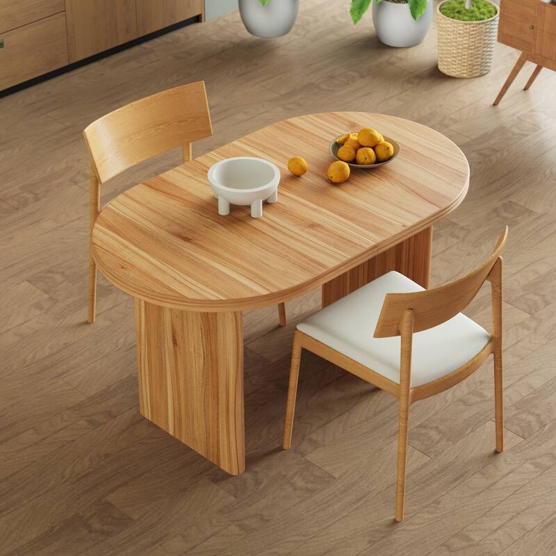 Modern Extendable Dining Table with Removable Leaves Mid Century Natural Walnut Kitchen and Dining Room Table 55 to 71 Inch