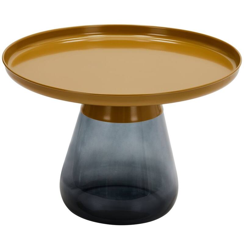24" Matte Gold Tray Top Aeryn Nesting Table with Smoky Gray Glass Base - 24x17