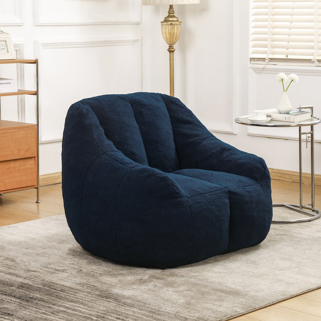 Fluffy Bean Bag Lazy Sofa Chair with Tufted Soft Stuffed Filling & Memory Foam