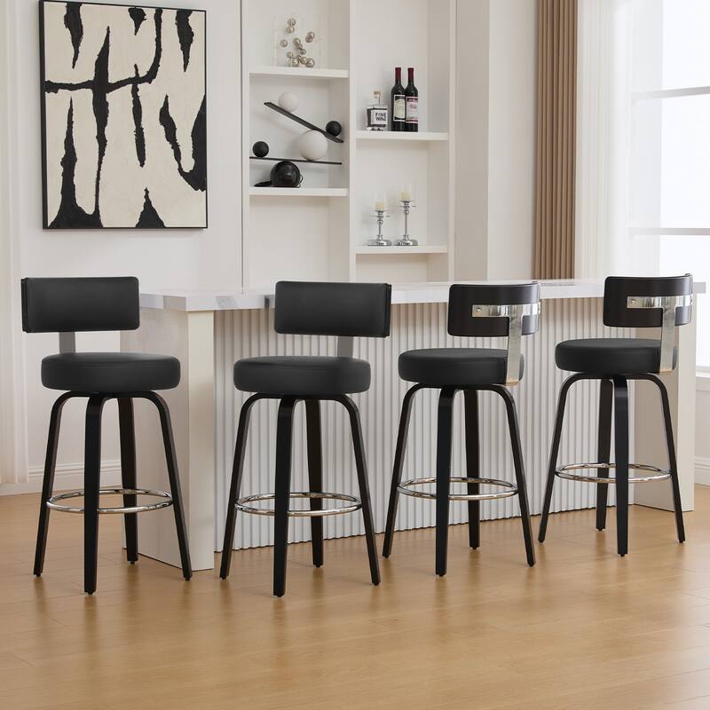 Upholstered Swivel Counter/ Bar Stools with T-Shaped Backrest