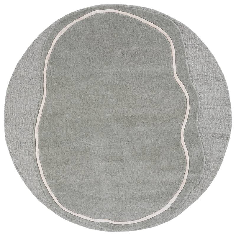 SAFAVIEH Handmade Fifth Avenue Elisete Modern Wool Rug - 6' Round - Grey/Ivory