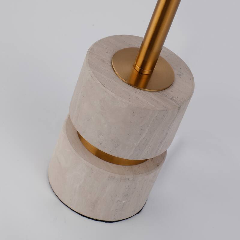 Scifi Steampunk Desk Lamp, Brass Alabaster Stone Table Light Metal Cone Shade