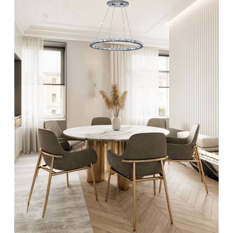 6-Light Chrome LED Chandelier With Clear Crystal Accents