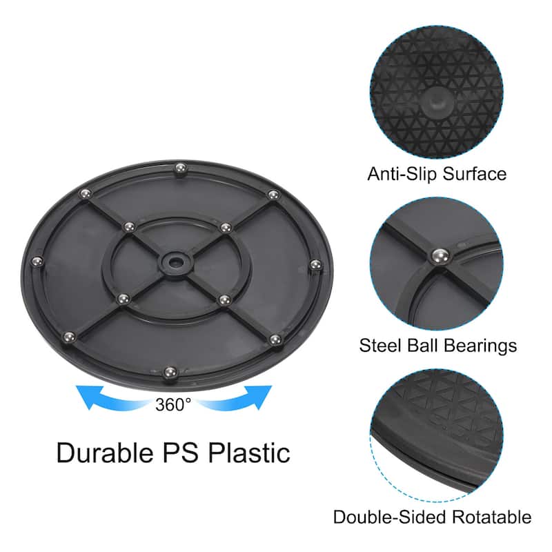 12 Inch Rotating Swivel Stand Turntable with Steel Ball Bearings, Black