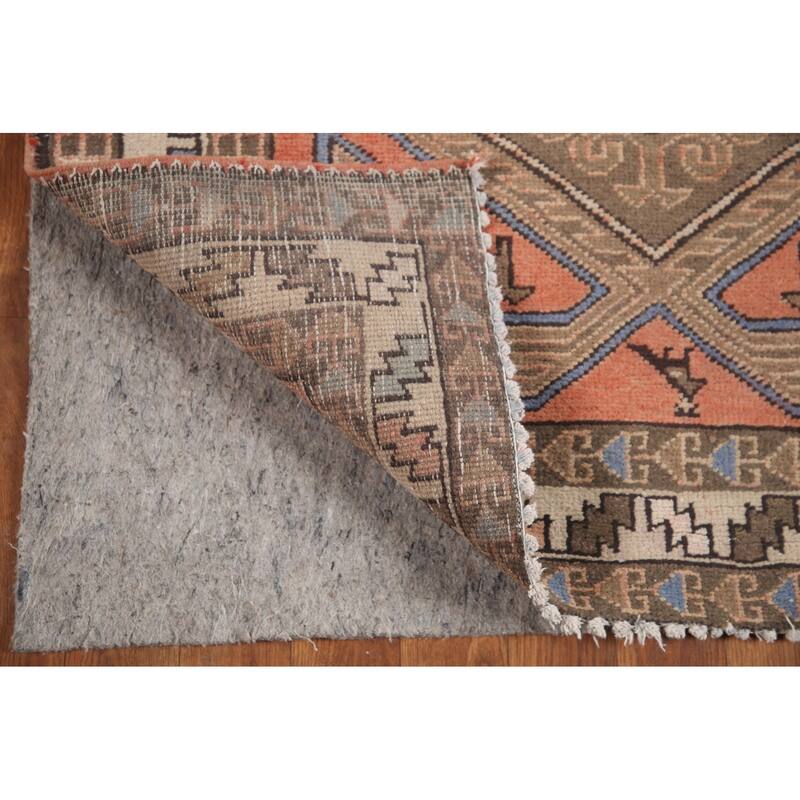 Hand Knotted Oriental 100% Wool Carpet Traditional Tribal Coral Hamedan Runner Rug - 13' 2'' X 3' 5''