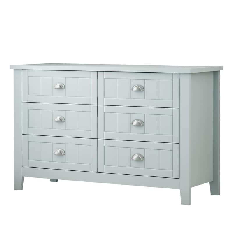 Black 6 Drawer Double Dresser Bedroom Storage Cabinet