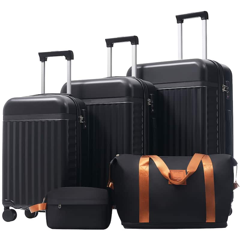 5 Piece Luggage Sets w/Spinner Wheels, Hardshell ABS Suitcase Set w/Tsa Lock, Lightweight Hardside Waterproof Travel Suitcases