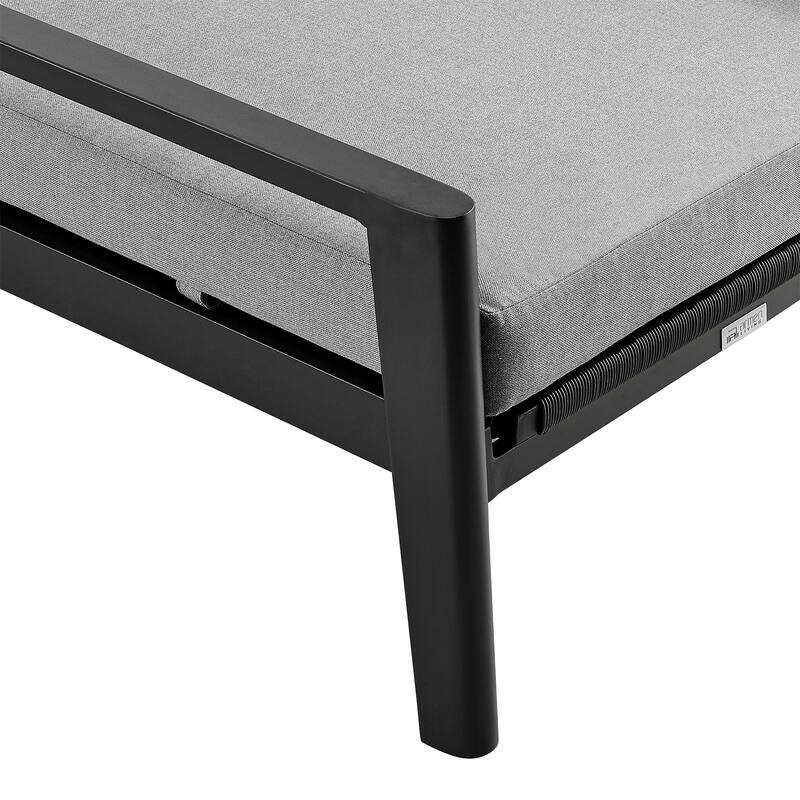 Cayman Outdoor Patio Adjustable Chaise Lounge Chair in Aluminum with Grey Cushions