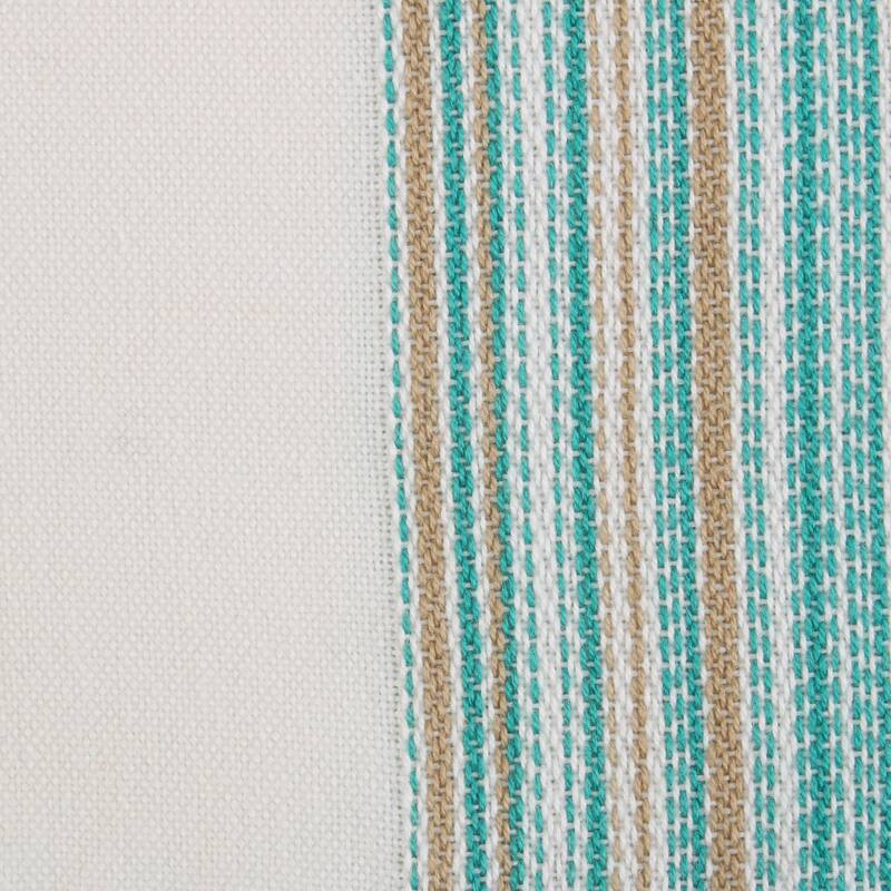Set of 6 White and Teal Blue Fringed Striped Napkin, 20"