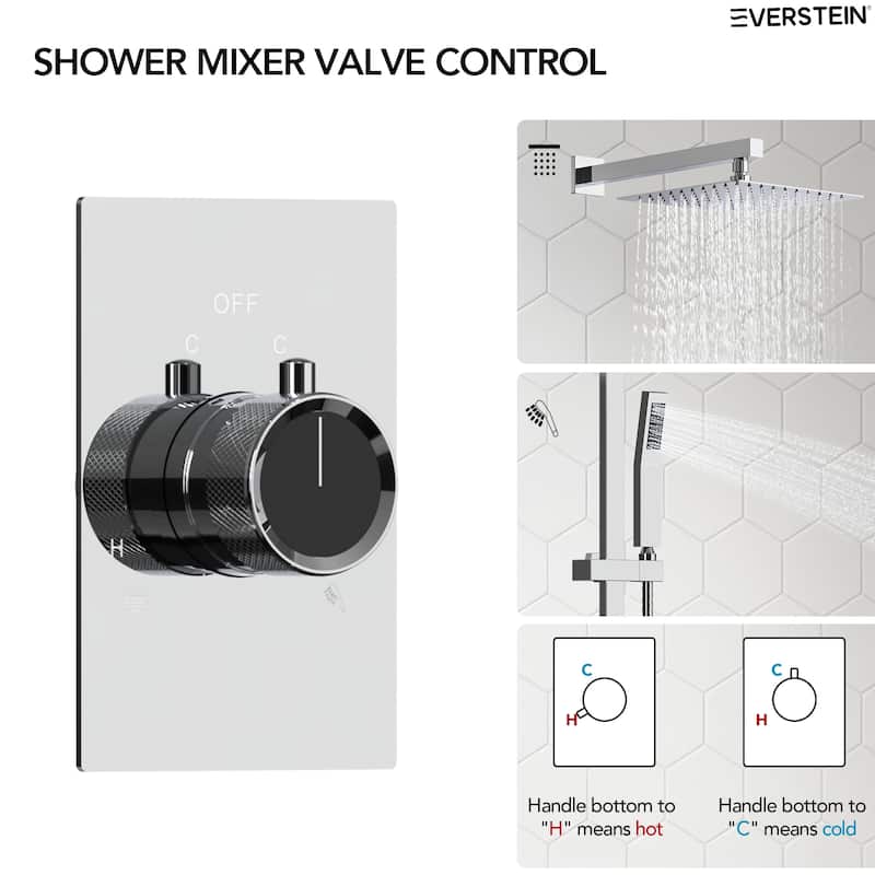 Slide Bar High-Pressure Balancing Shower System 10" Rainfall Shower Head with Handheld Shower
