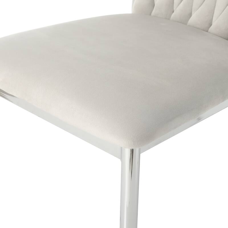 Modern Simple Velvet Dining Chair, Family Bedroom Stool Back Student Table Chair, Metal Chair Legs (Set Of 4)