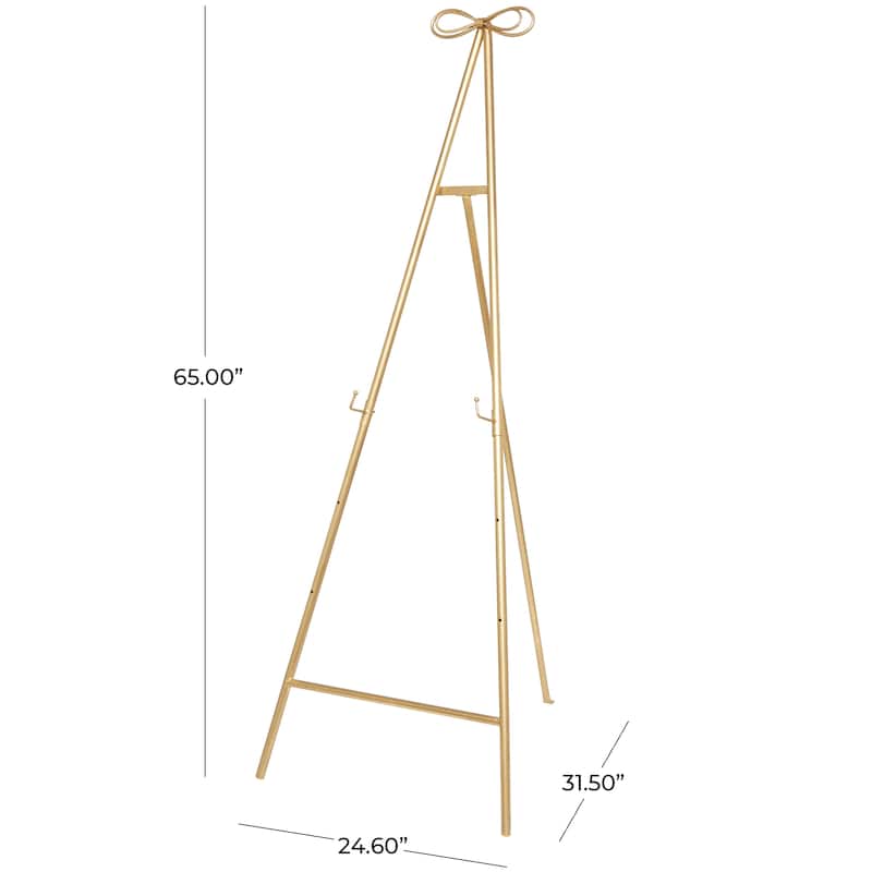Gold Metal Adjustable 3 Tier Display Easel with Bow Top