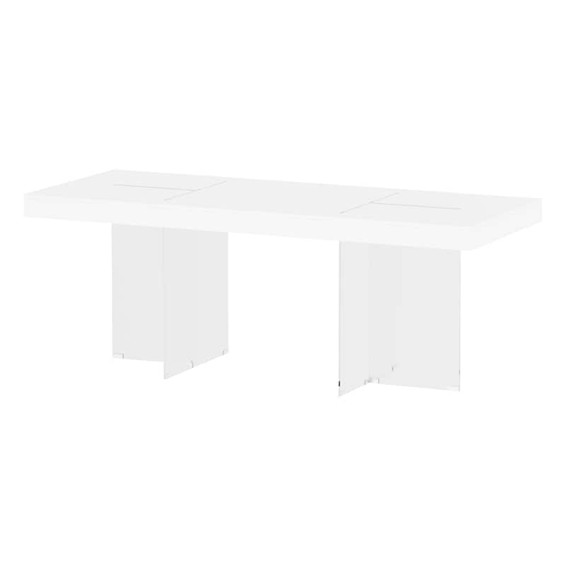 Meeting Desk Computer Desk Sleek Dining to Desk Glass-Leg Elegance